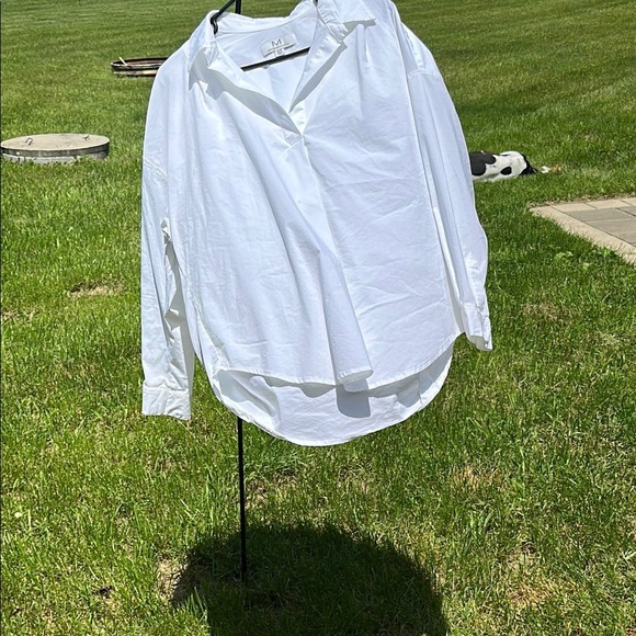 Magaschoni Women's Blouse White Oversized Long Sleeve Blouse Worn 1X Large EUC - Picture 3 of 13